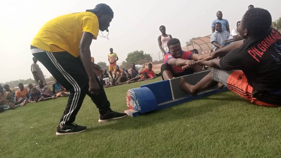 Novice mas-wrestlers of North Benin in training course in Djougou