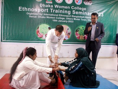 Dhaka Women College "Ethnosport Training Seminar 2023" (Mas-Wrestling Event).