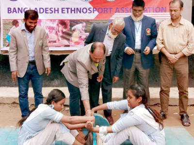 Girl's School Mas-wrestling Competition in Dhaka, Bangladesh