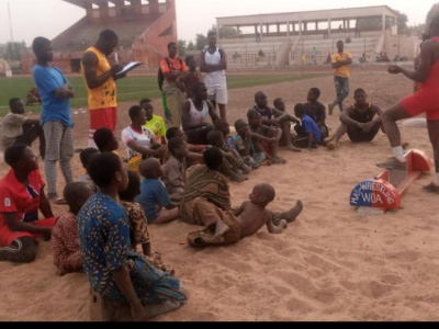 Novice mas-wrestlers of North Benin in training course in Djougou