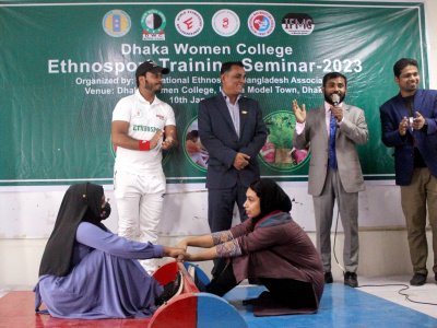 Dhaka Women College "Ethnosport Training Seminar 2023" (Mas-Wrestling Event).