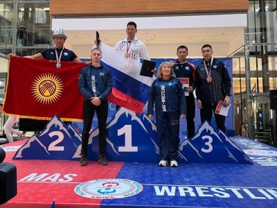 Pavel Cherngoradsky, Ivan Galkin, and Eldana Bolotbekova became the European Mas-Wrestling Absolute Champions 