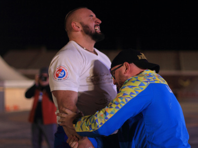 Oleh Sylka from Ukraine became the absolute mas-wrestling world champion in Saudi Arabia 