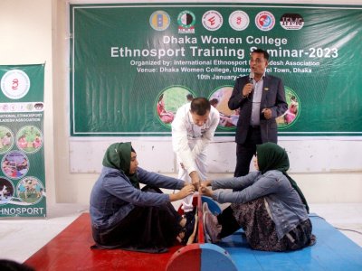 Dhaka Women College "Ethnosport Training Seminar 2023" (Mas-Wrestling Event).