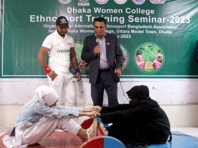 Dhaka Women College "Ethnosport Training Seminar 2023" (Mas-Wrestling Event).