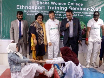 Dhaka Women College "Ethnosport Training Seminar 2023" (Mas-Wrestling Event).