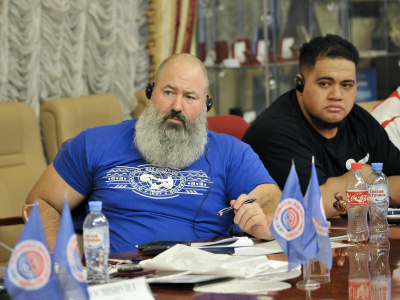 The Americans began preparing for the Mas-Wrestling World Championship