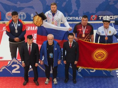 Pavel Cherngoradsky, Ivan Galkin, and Eldana Bolotbekova became the European Mas-Wrestling Absolute Champions 