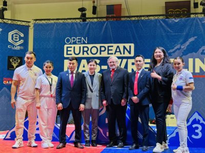 Pavel Cherngoradsky, Ivan Galkin, and Eldana Bolotbekova became the European Mas-Wrestling Absolute Champions 