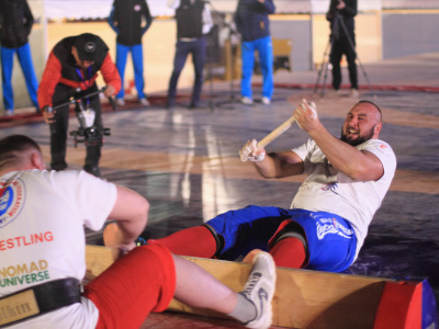 Oleh Sylka from Ukraine became the absolute mas-wrestling world champion in Saudi Arabia 