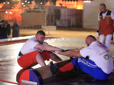 Oleh Sylka from Ukraine became the absolute mas-wrestling world champion in Saudi Arabia 