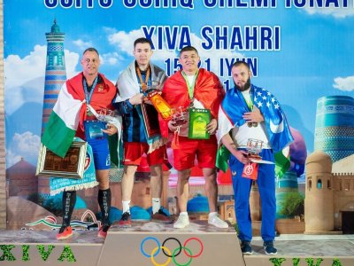 Heroes of the 2nd competition day of the Mas-Wrestling World Cup in Khiva